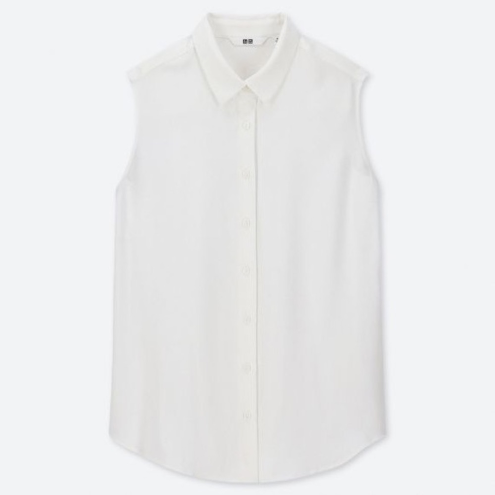 Uniqlo sleeveless rayon button-down blouse